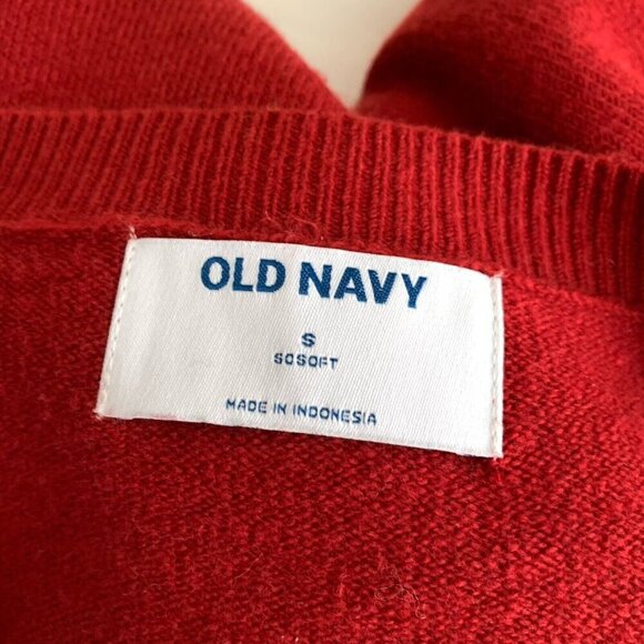 Old Navy SoSoft Loose Red V-Neck Sweater Women’s Small NWT - Picture 9 of 10